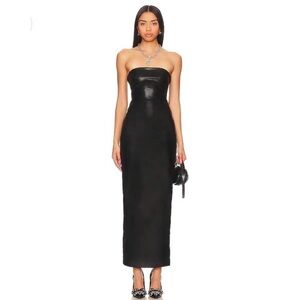 Superdown Black Leather Maxi Dress